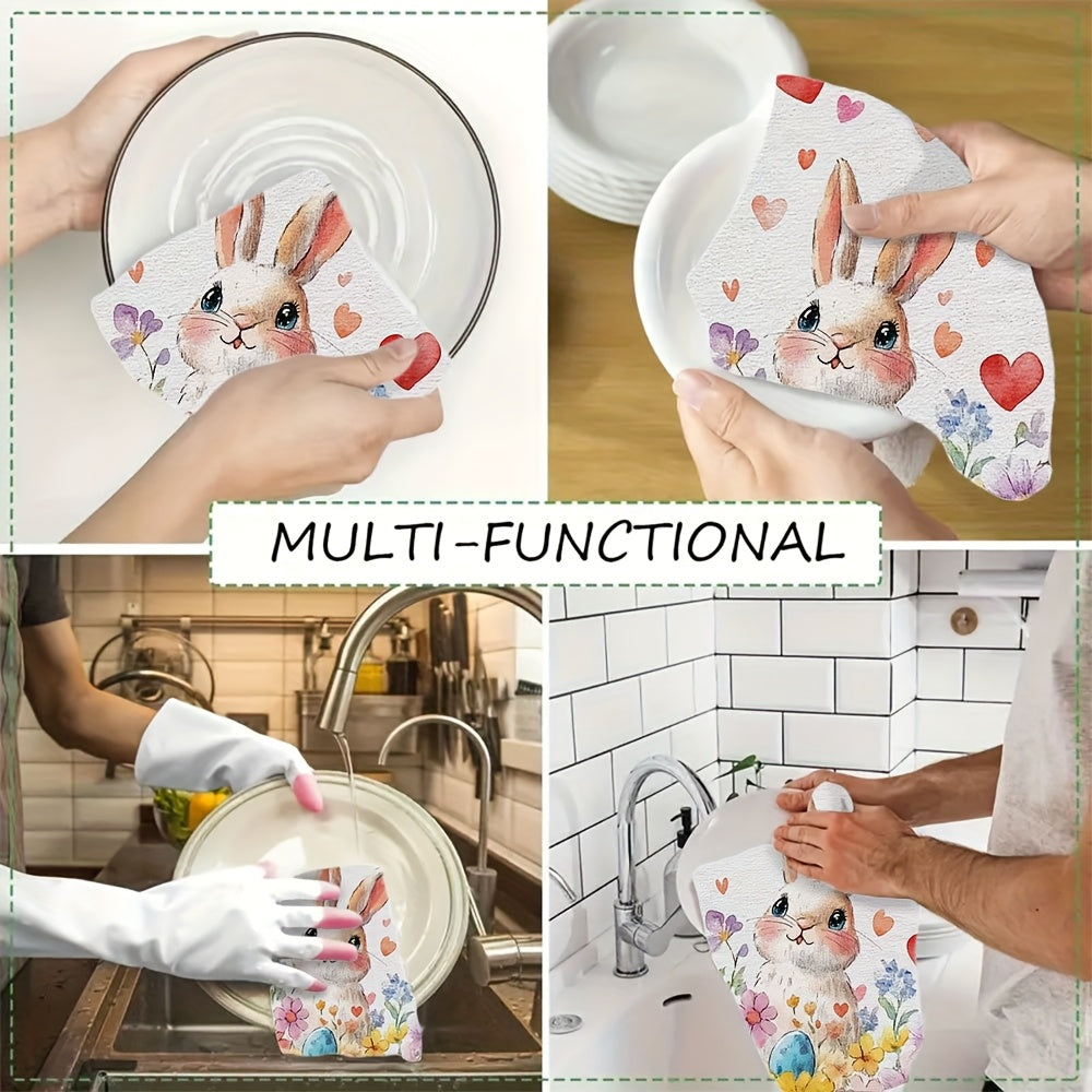 Набор из 2 кухонных полотенец с акварельным изображением пасхального кролика 16x24 дюймов, ультра мягкие
