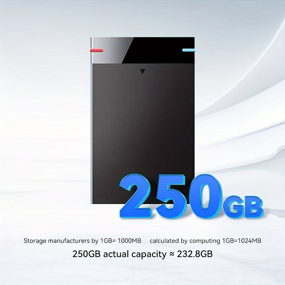 250GB Portable External Hard Drive USB 3.0 NTFS Lightweight Compact