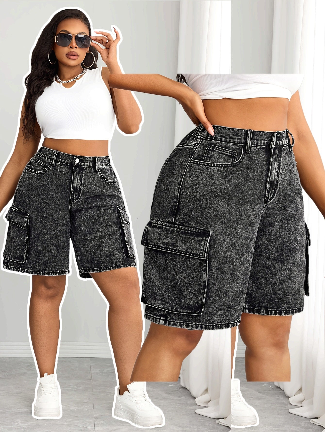 Women's Denim Shorts Gray Casual Summer Wear