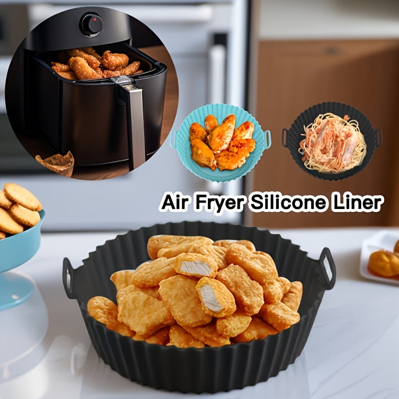 Set of 2 Reusable Silicone Air Fryer Liners Non-Stick Circular Baking Mats for Healthy Cooking