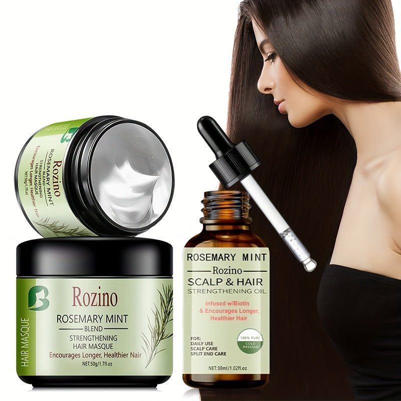 Unisex Rosemary Hair Care Set with Essential Oil and Hair Mask for Moisturizing and Nourishing Hair