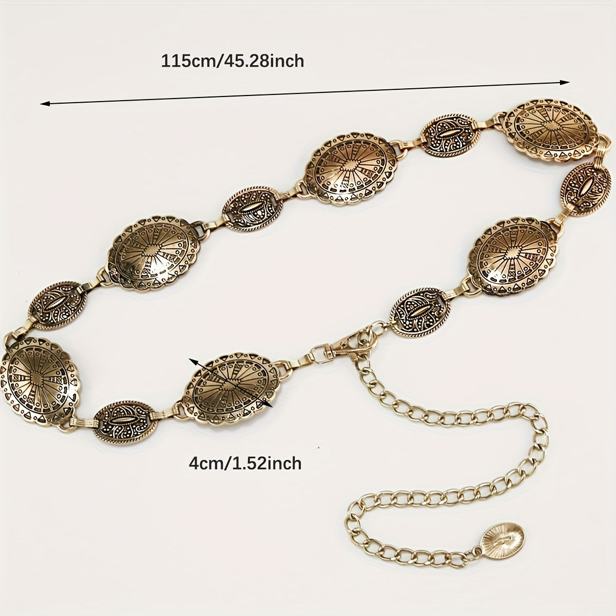 Women's Vintage Bohemian Ethnic Waist Belt with Gold Chain