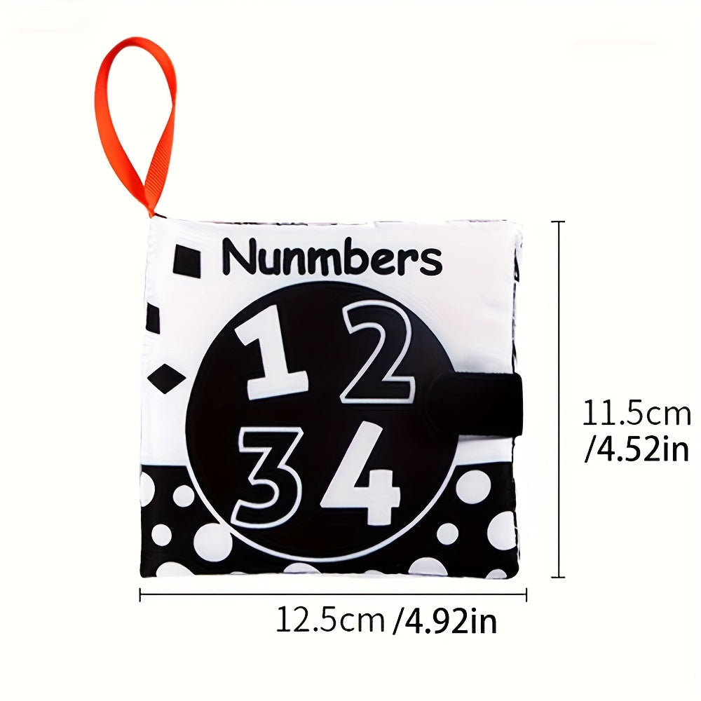 Children's Soft Fabric Toy for Tummy Time Black and White High-Contrast Design