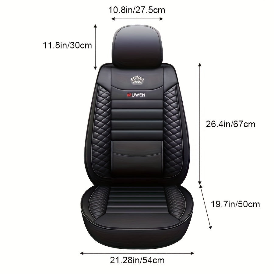 Funda de cojín para asiento de coche de cuero sintético para todas las estaciones con soporte lumbar para asiento delantero