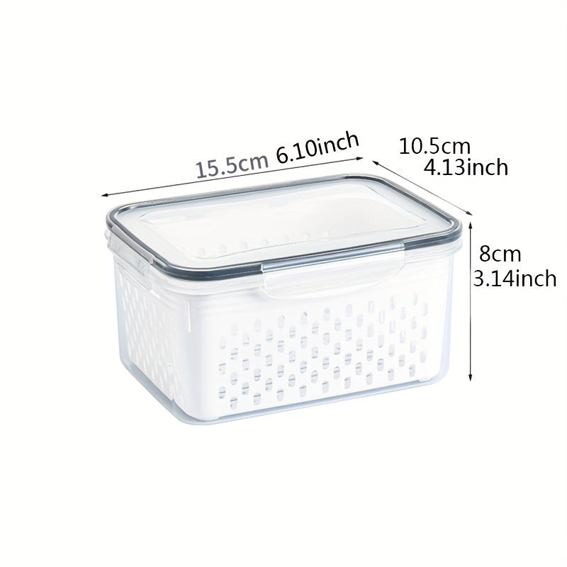 Double Layer Food Storage Containers with Draining Lids for Fruits and Vegetables