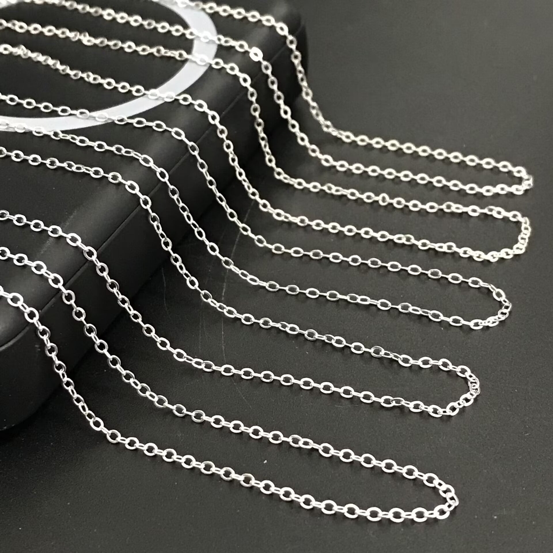 Silver Plated Link Chain Necklace Set for Jewelry Making 16-30 Inch 5 Pieces