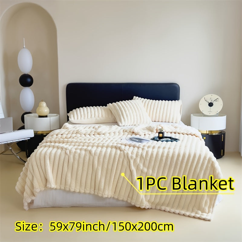 Double-Sided Fleece Blanket Soft Warm Throw Blanket for Dorms Offices Cars Sofa Travel