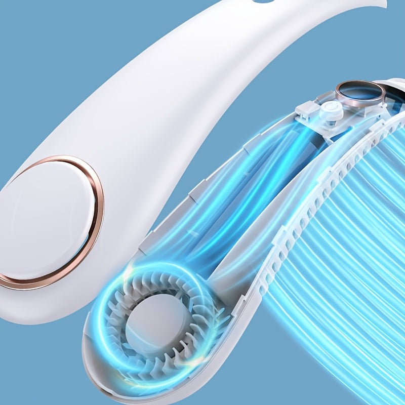 Cordless Bladeless Neck Fan with 5 Speed Settings and Rechargeable Battery