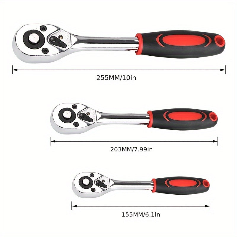 3-Piece Ratchet Wrench Set 1/4 3/8 1/2 Inch Quick Release Telescopic