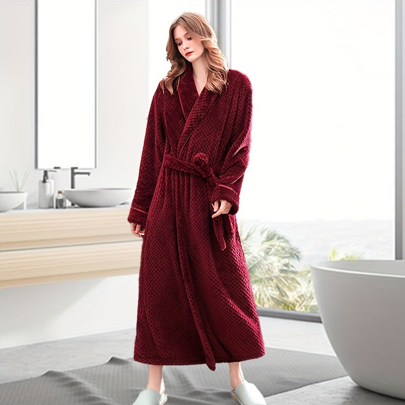 Cozy Couples Bathrobe Long Sleeve Autumn Winter Warm Fleece