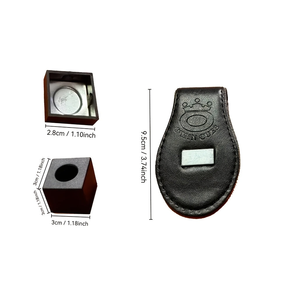 Magnetic Leather Billiard Chalk Clip for Pool and Snooker Storage