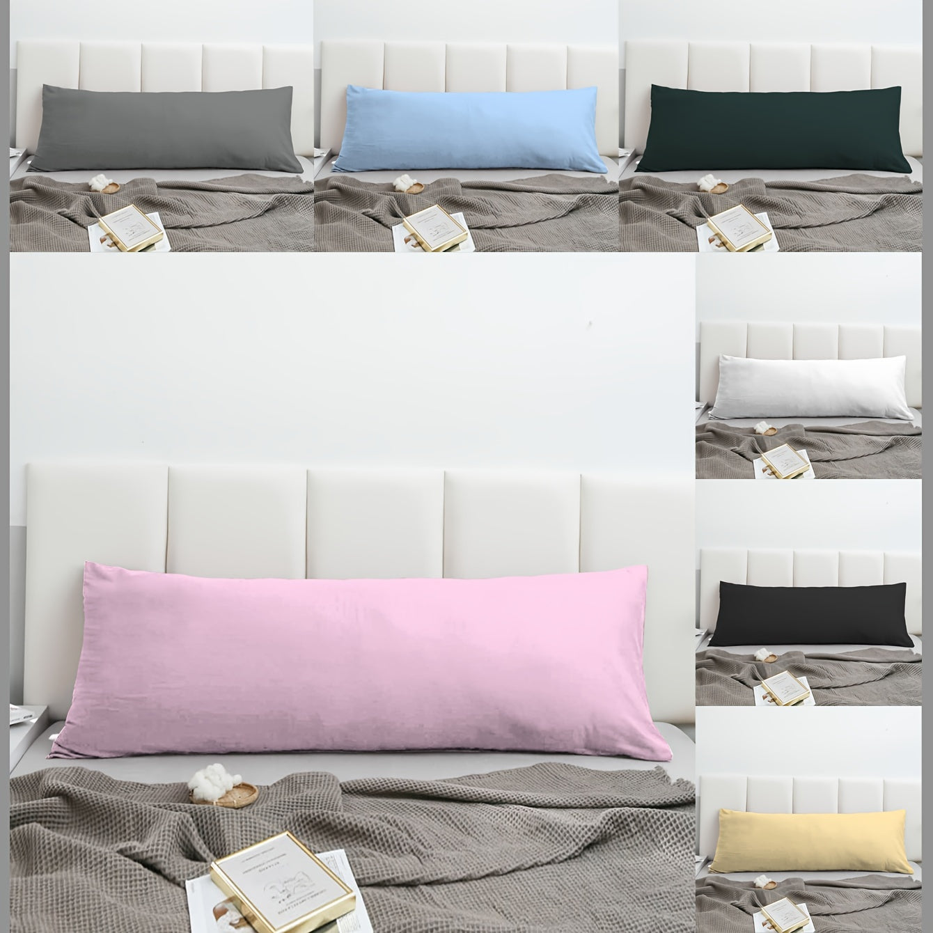 Soft Breathable Body Pillow Cover Long Pillowcase Plain Brushed Design Bedroom Sofa Decor