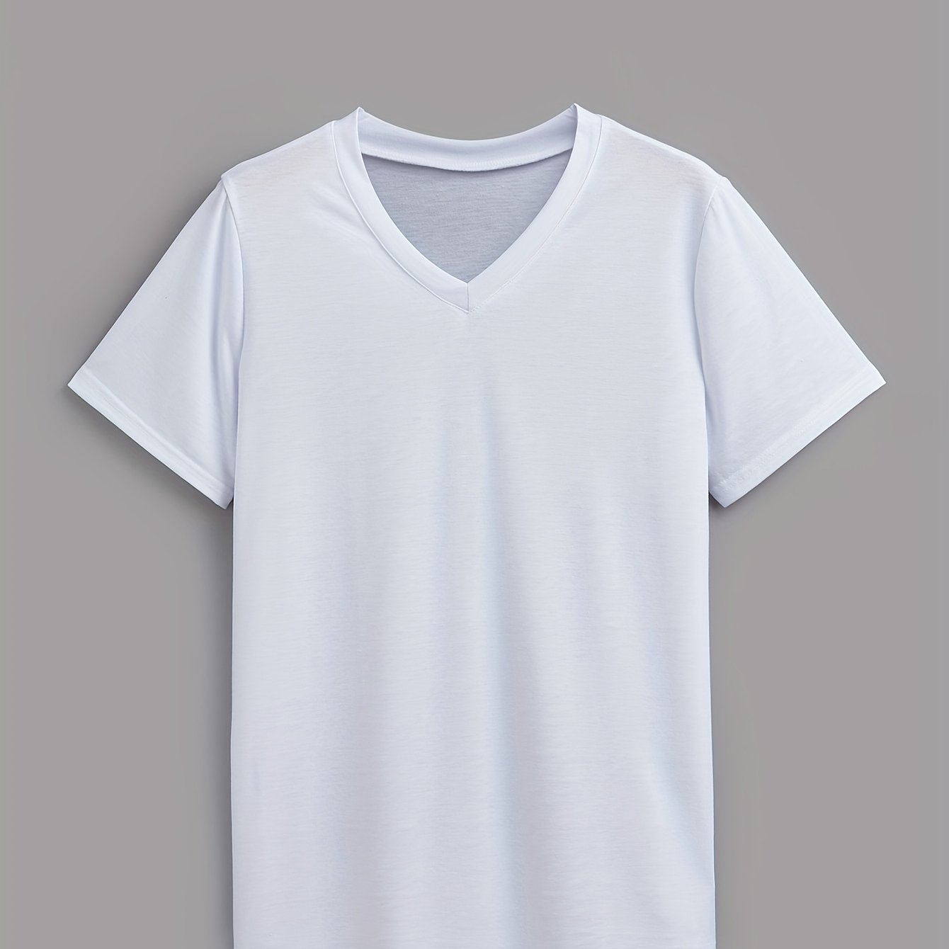 Women's Plus Size Solid Color V-Neck T-Shirt Short Sleeve Lightweight Summer Casual