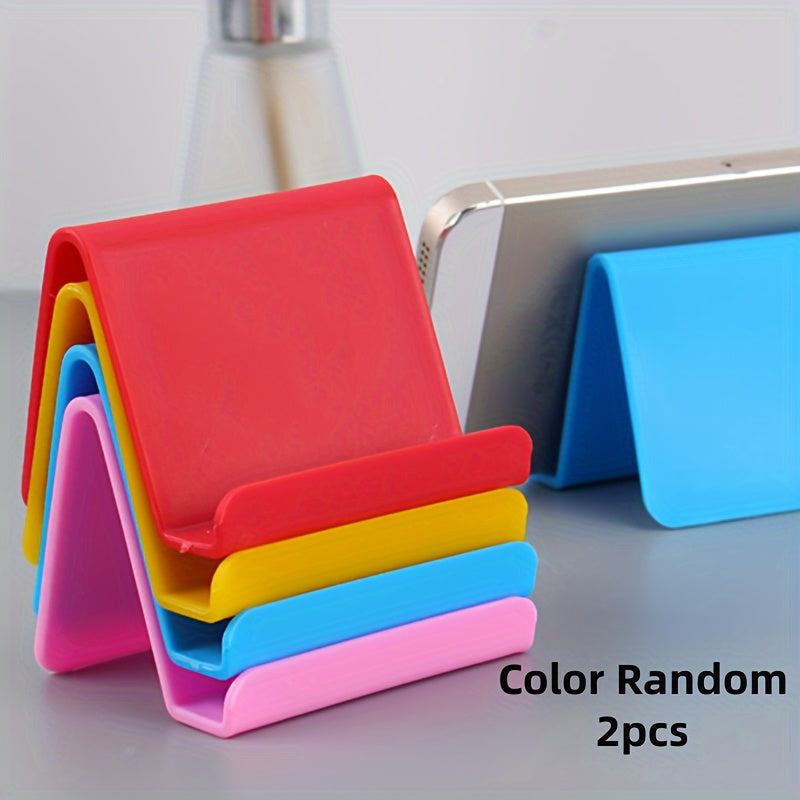 White Plastic Desktop Phone and Tablet Holders Set of 2 Portable Home Use