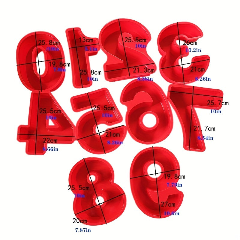 Set of 9 Large Number Silicone Baking Molds 25.4cm Cake Pan