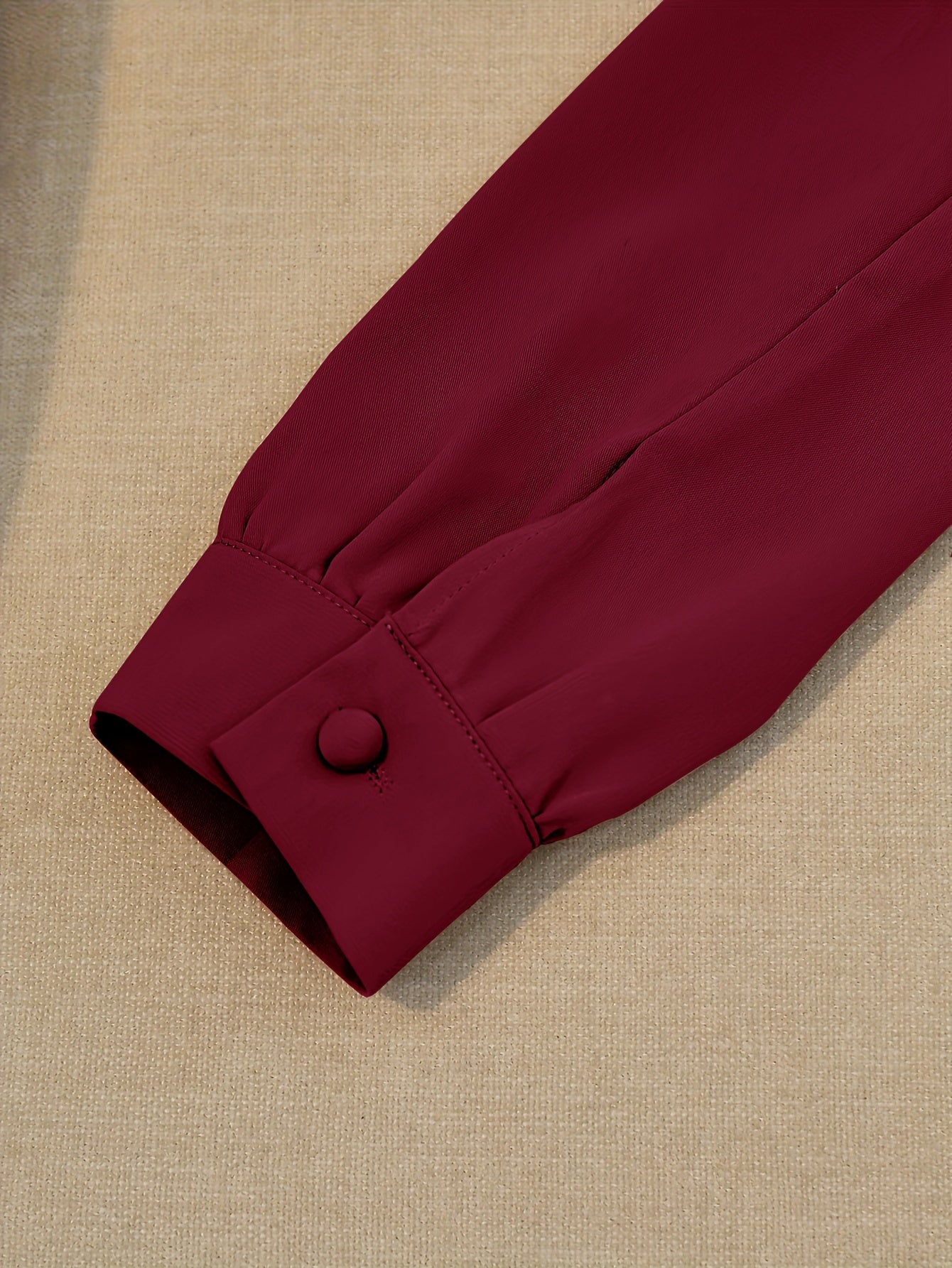 Blusa de mujer con volante, botones en la parte delantera, manga larga, poliéster sólido para primavera y otoño