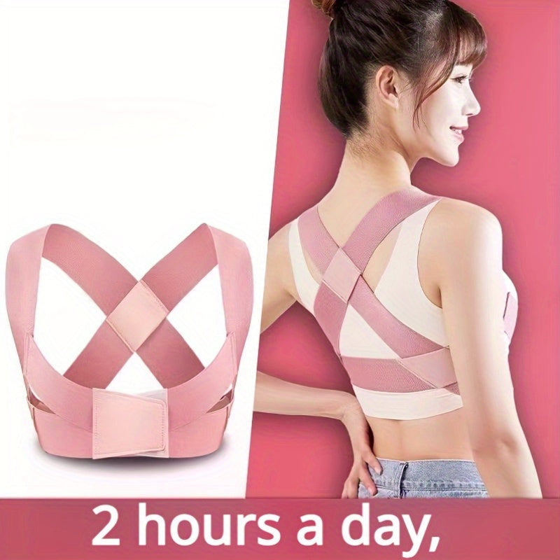 Invisible Back Brace for Hunched Shoulders Posture Support Adjustable Spinal Alignment Black Pink