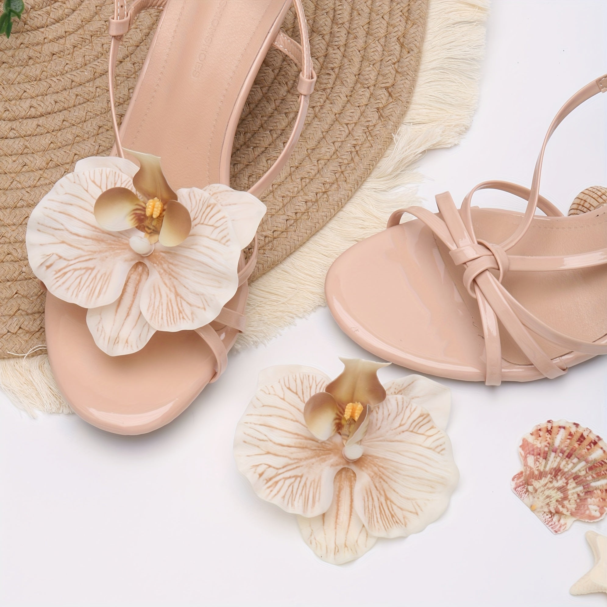 2pcs Women Fashion Iris Flower Shoe Charms Beige Pink White Removable Accessories