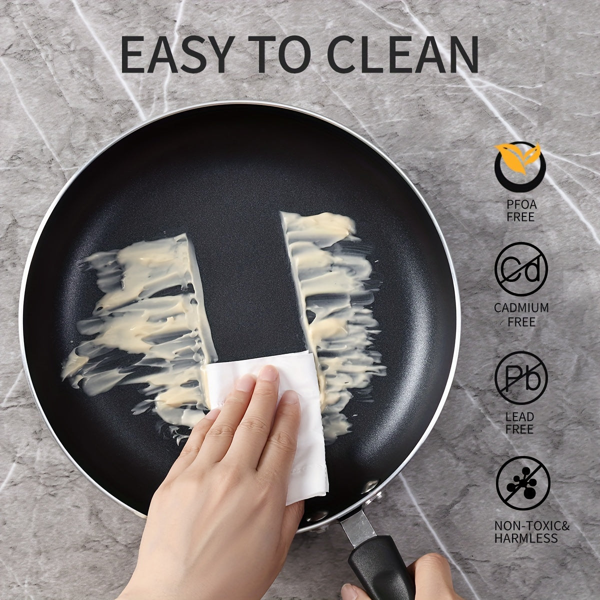 Набор из 3-х антипригарных сковородок с золотой керамической индукционной посудой. Включает сковороды для омлетов диаметром 20,32 см, 24,13 см и 27,94 см. Этот набор кухонных сковородок не содержит PFOA и PFAS.