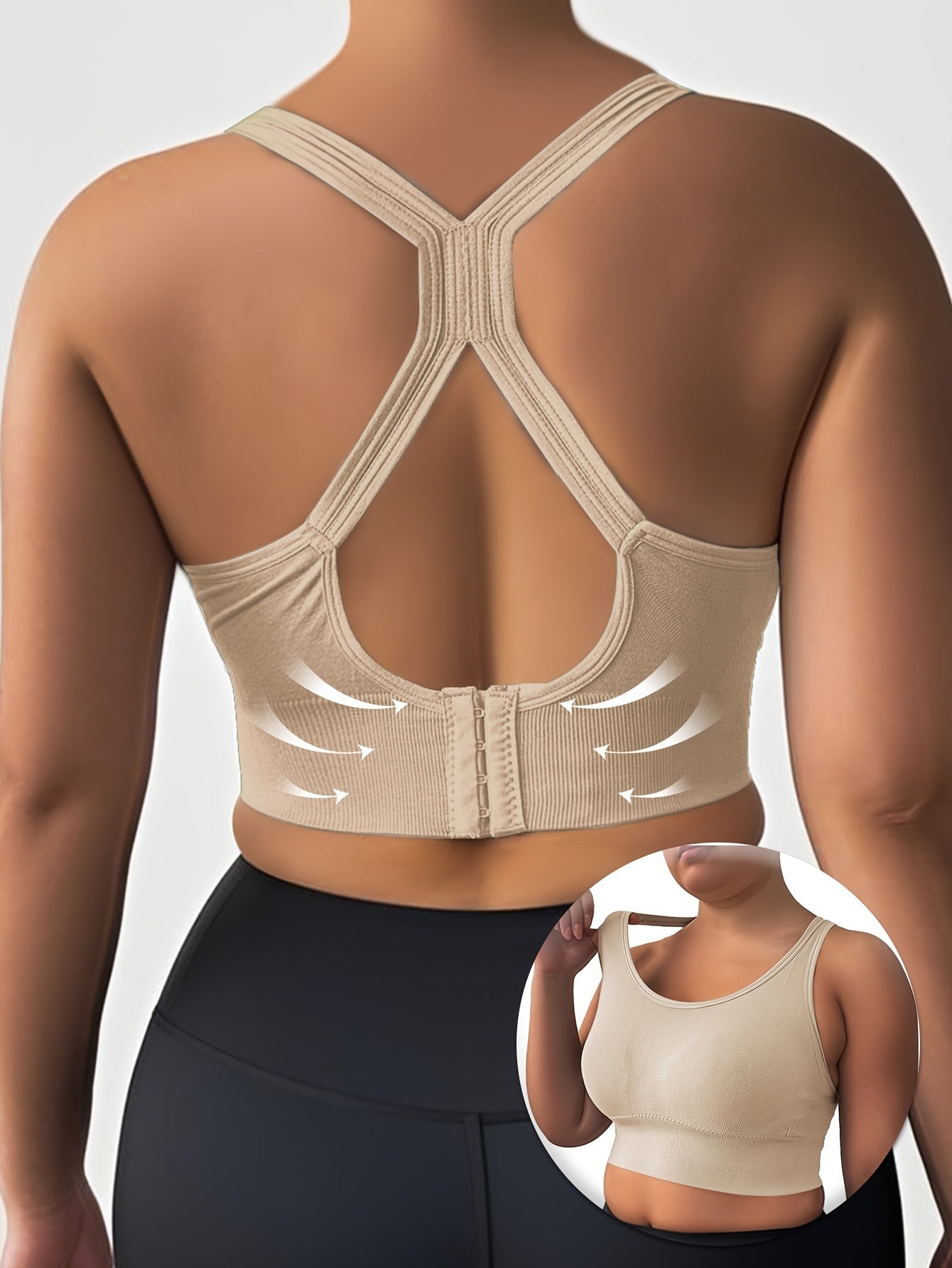 Women's Seamless Shock-Absorbing Back Support Sports Bra for Yoga Fitness