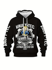 Men's Plus Size Hoodie with Vault-Tec Graphic Print Polyester Casual Outdoor