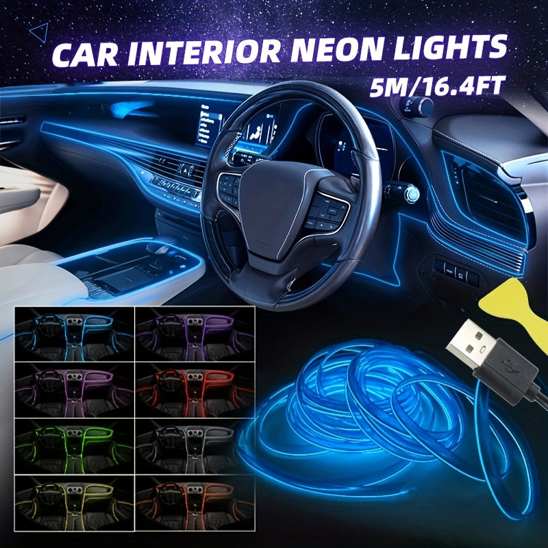 Car Interior LED Strip Lights 16.4Ft USB Neon Atmosphere Ambient Lighting