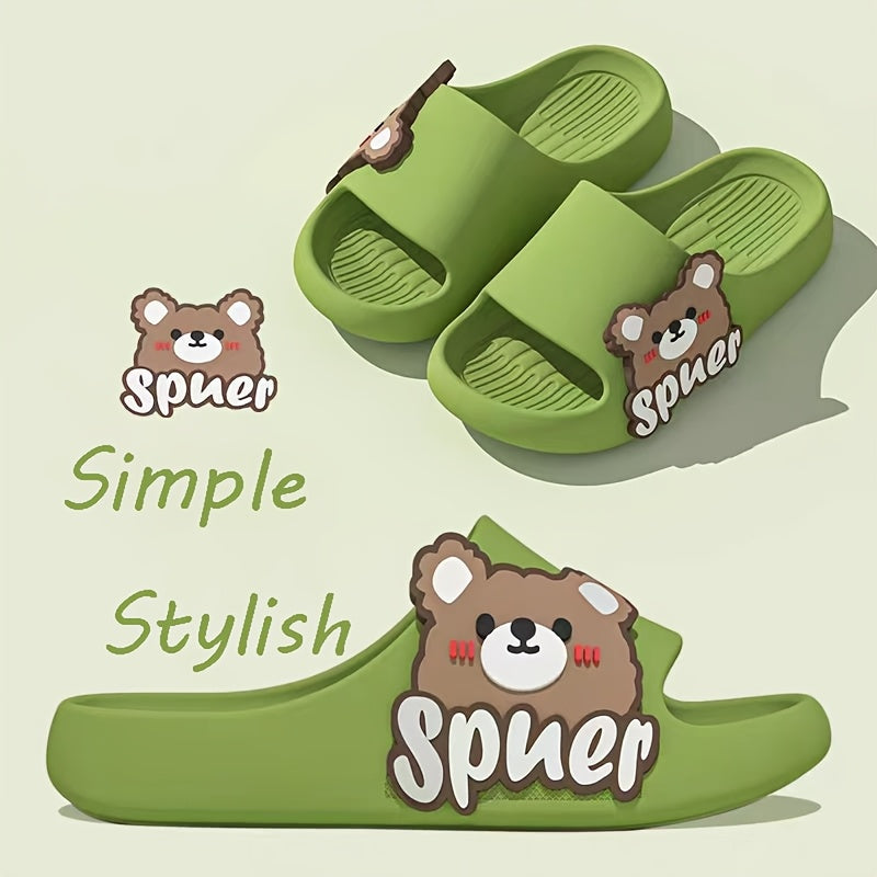 Kids Cartoon Bear Slippers Lightweight Non-Slip EVA Casual Home Shoes for Boys and Girls