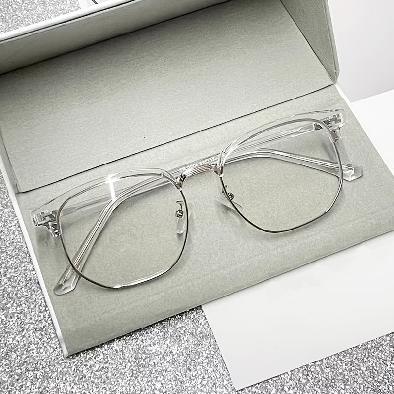 Retro Half-Gold Frame Glasses for Men and Women Minimalist Eye Protection