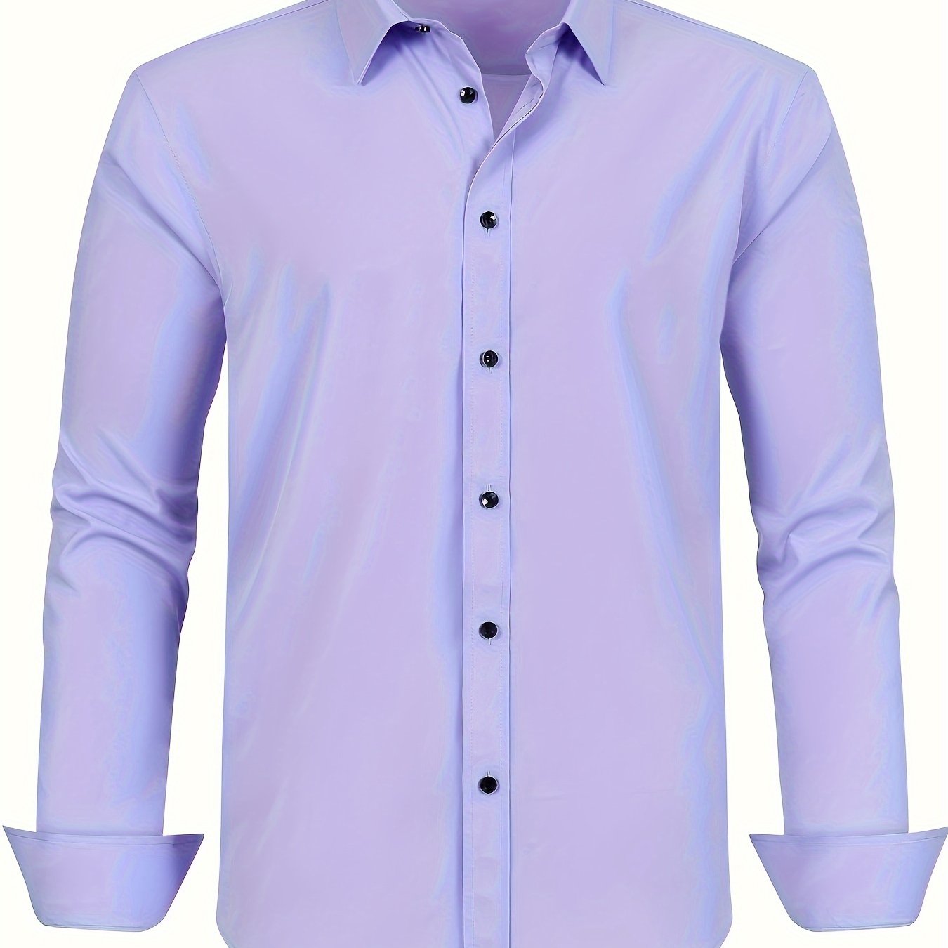 Men's Plus Size Solid Color Dress Shirt with Square Collar Regular Fit All-Season Polyester
