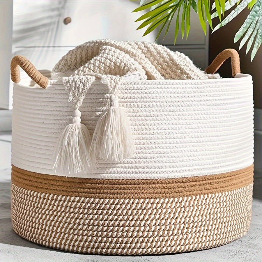 Woven Storage Basket for Laundry and Toys in 4 Colors