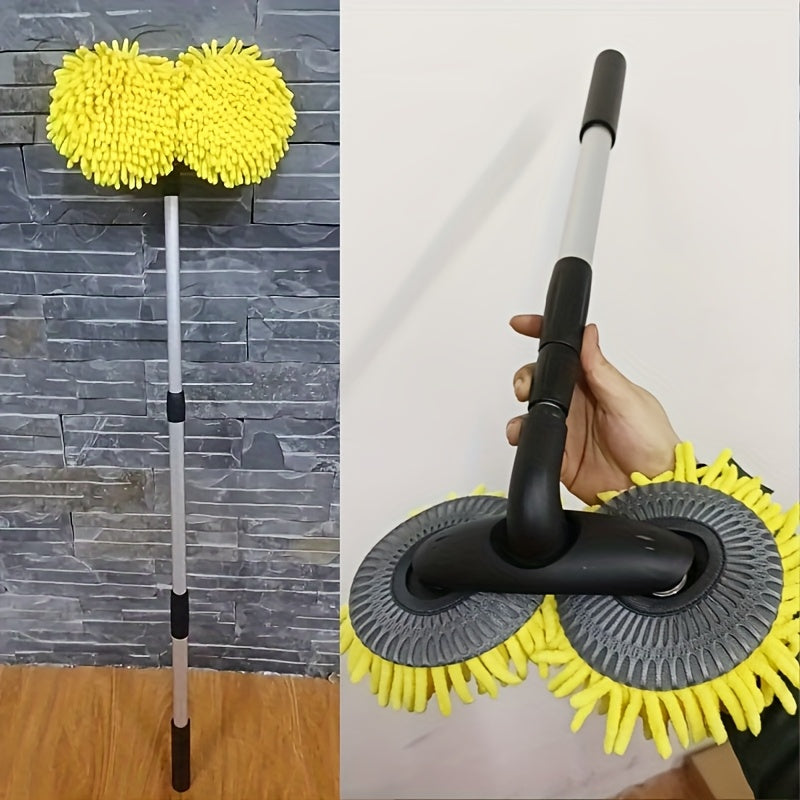 Microfiber Car Wash Brush Kit Double Brush Head Long Handle Cleaning Tool