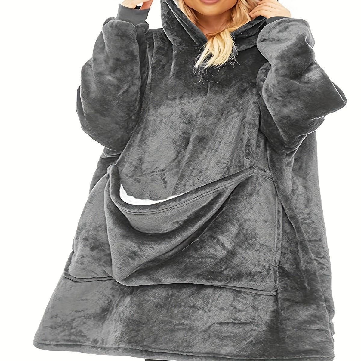 Adult Hooded Blanket with Sleeves Fleece Wearable Blanket Cozy and Comfortable