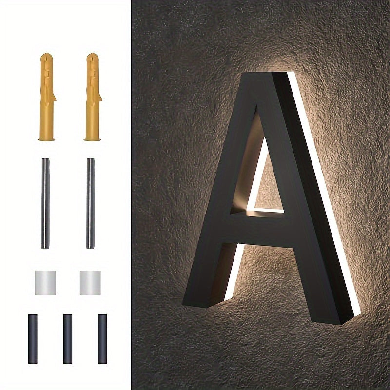 6-Inch Stainless Steel LED House Number Sign Wall Mount Modern Minimalist Address Plate