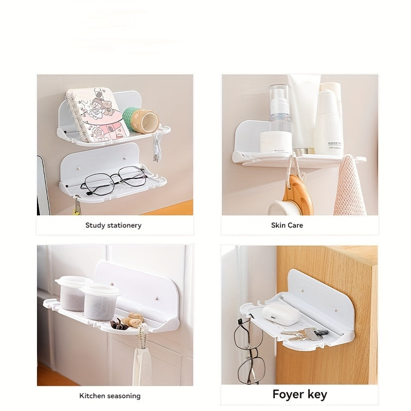 Collapsible Plastic Storage Rack for Kitchen Bathroom Living Room No Drilling