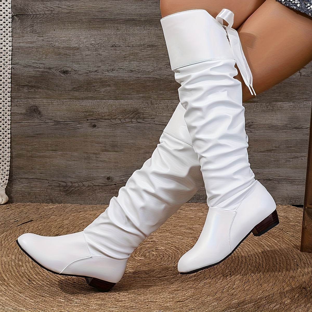 Women's Faux Leather Lace-Up Ankle Boots with Red Ribbon Bow Black Red