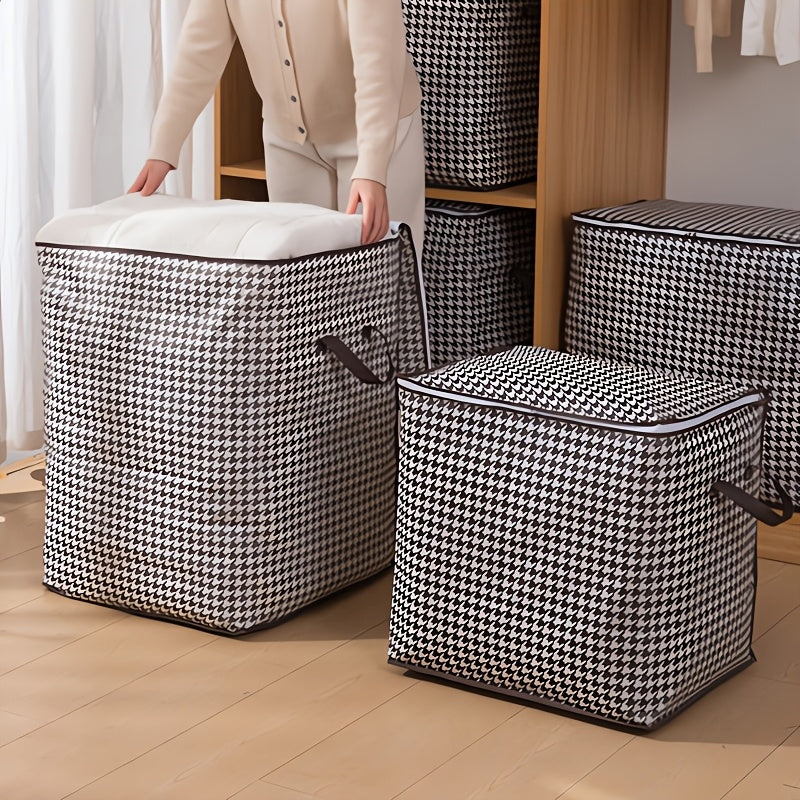 Foldable Waterproof Woven Storage Bag with Zipper for Travel and Moving