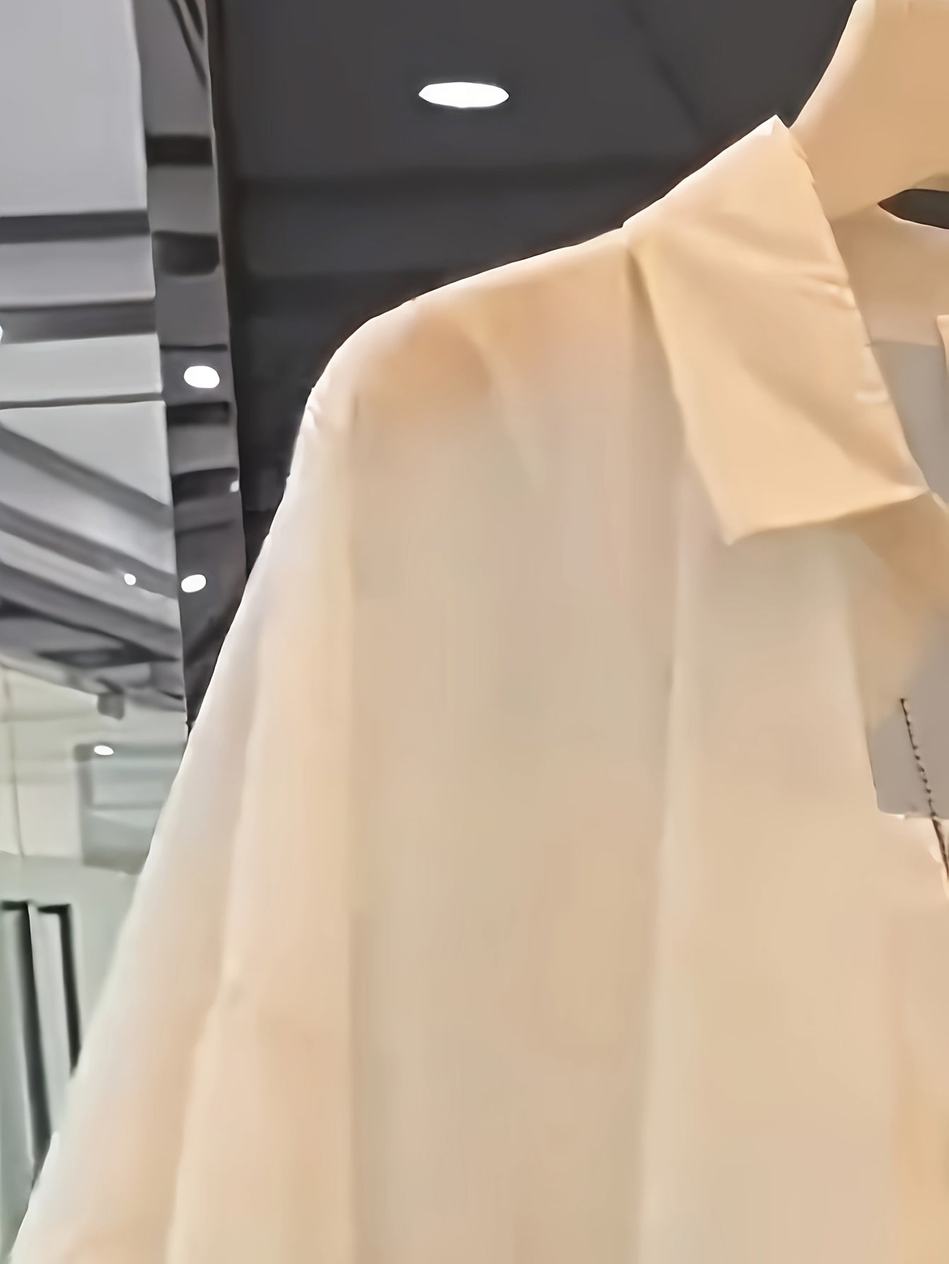 Women's Sheer Long Sleeve Button Shirt Spring Fall Solid Polyester Casual