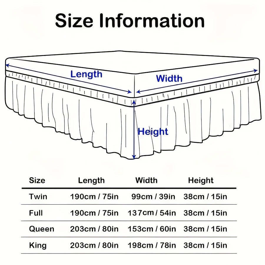 Black Ruffled Lace Bed Skirt Elastic Cover for Bedroom and Guest Room