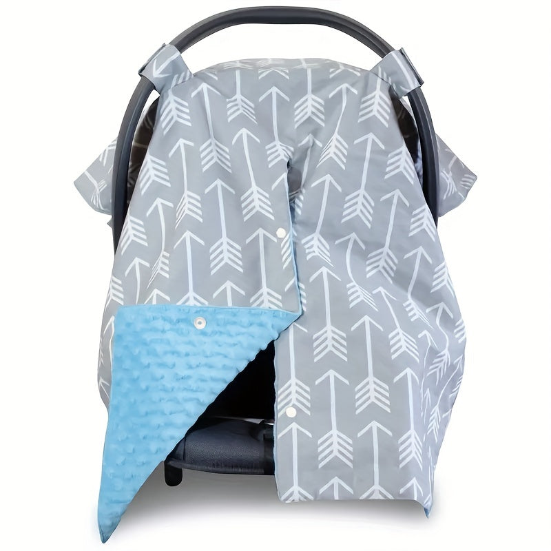 Baby Car Seat Cover for Infants and Toddlers Breathable Canopy with Blue Arrow Pattern
