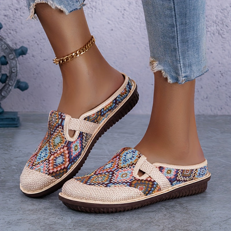 Women's Bohemian Flat Shoes Geometric Pattern Slip-On Sneakers All-Season