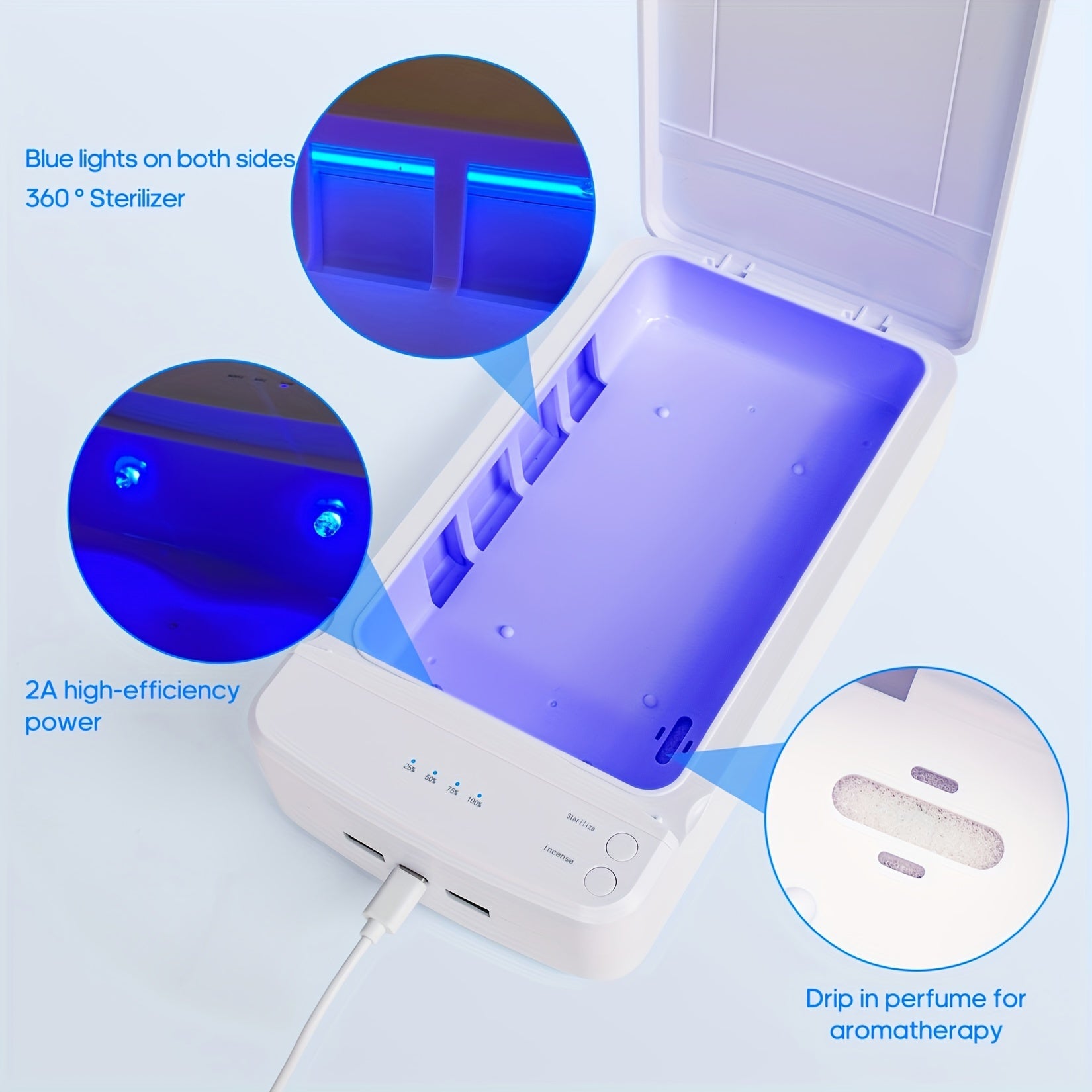 Portable Nail Tool Sterilizer with Blue Light USB for Home and Salon Use