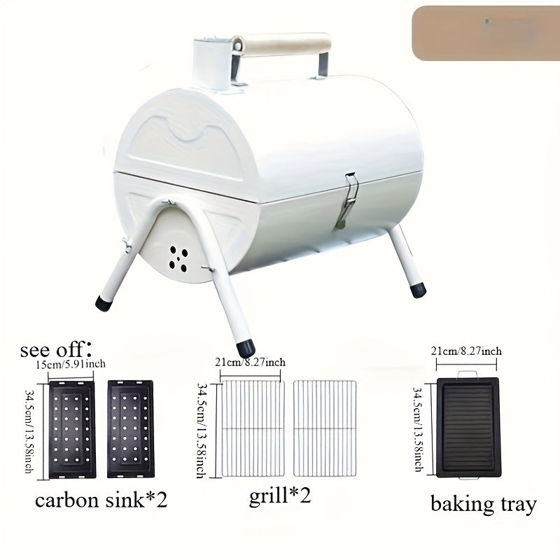 Уличный двусторонний портативный дымоходный гриль для приготовления на углях, кемпинга, пикников, вечеринок, двора