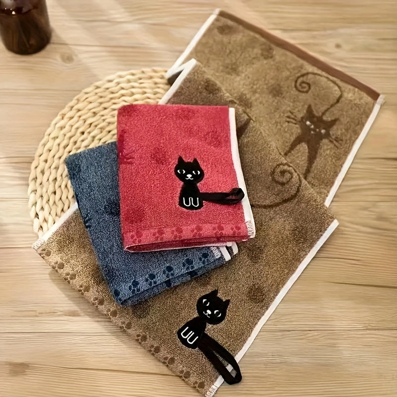 Cat Print Hand Towel Absorbent Quick-Drying Small Bathroom Towel Gift