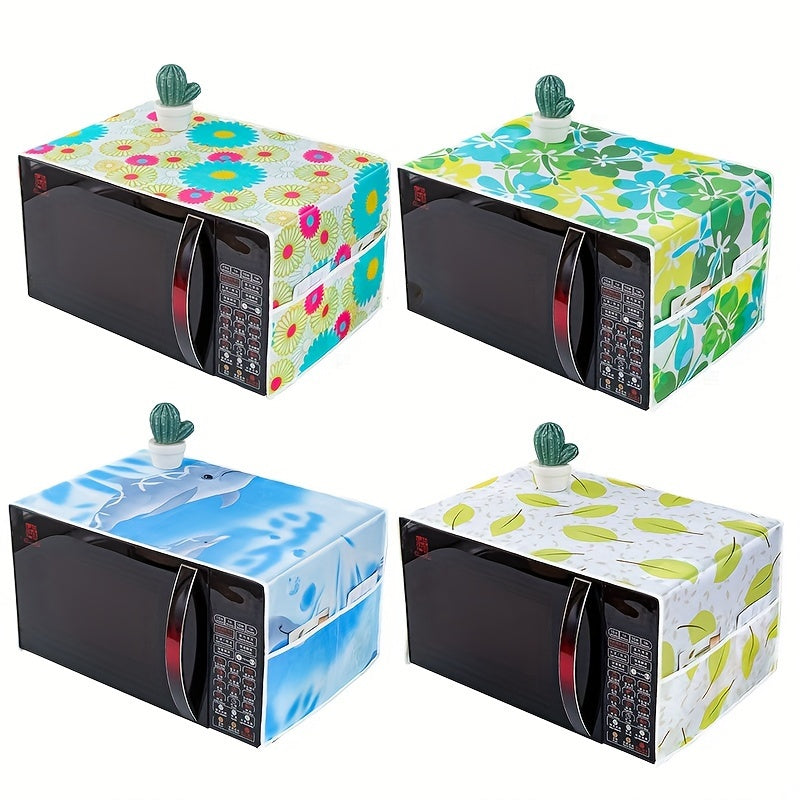 Microwave Cover with Storage Pocket Dustproof Food Cover for Kitchen Appliances