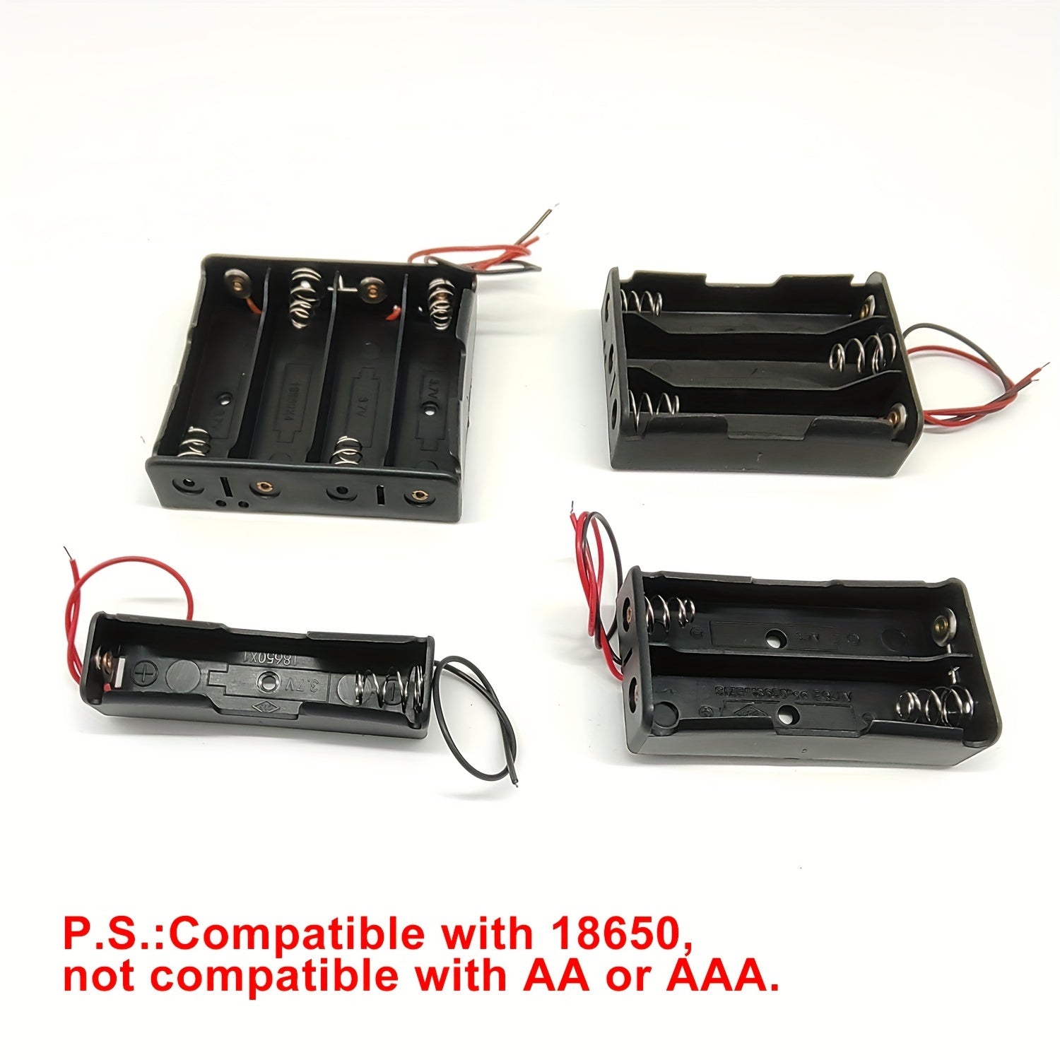 Lithium Battery Storage Box for 18650 Cells Battery Holder with Leads