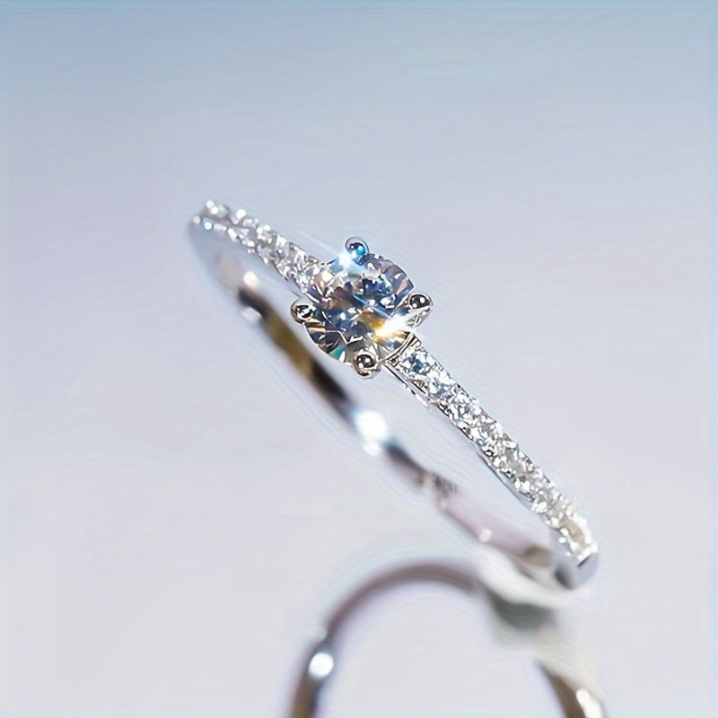 Sterling Silver Ring with Synthetic Zirconia Eternity Band for Women