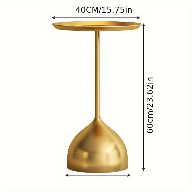 Black Metal Coffee Table Round Small Space Living Room Balcony Corner Easy Assembly