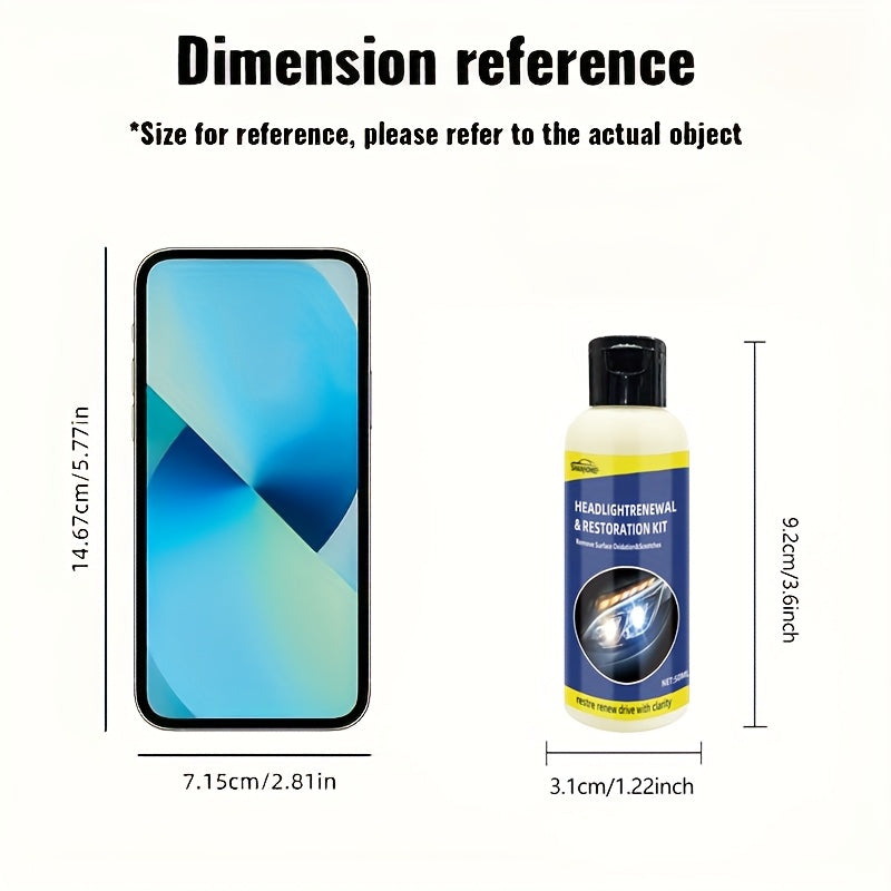 Universal Car Headlight Restoration Kit - Portable Polishing for Oxidation and Scratches