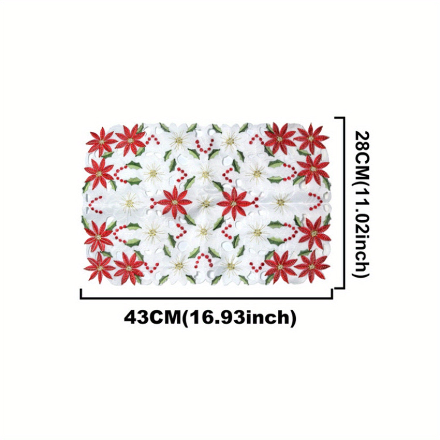 Christmas Printed Tablecloths and Embroidered Table Runners Set for Party and Picnic 28x43cm 38x176cm 38x220cm