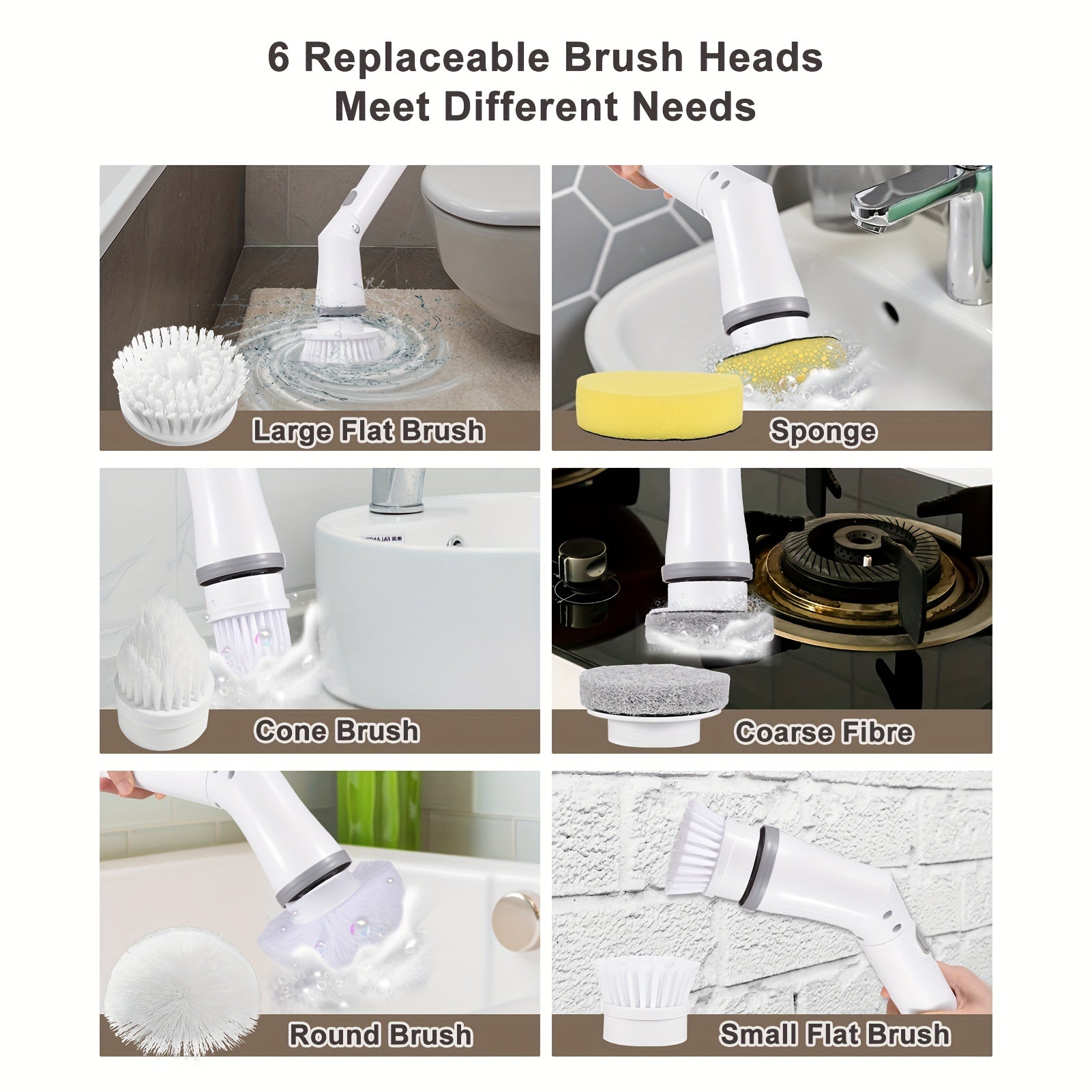 6 ta cho'tka boshli, sozlanadigan tutqichli elektr burilish qavat tozalovchi